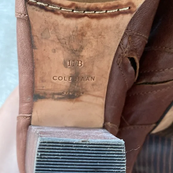 Cole Haan Cassidy Ankle Heeled Boots Leather Brown Buckle Size 11 - Picture 5 of 16